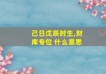 己日戊辰时生,财库专位 什么意思